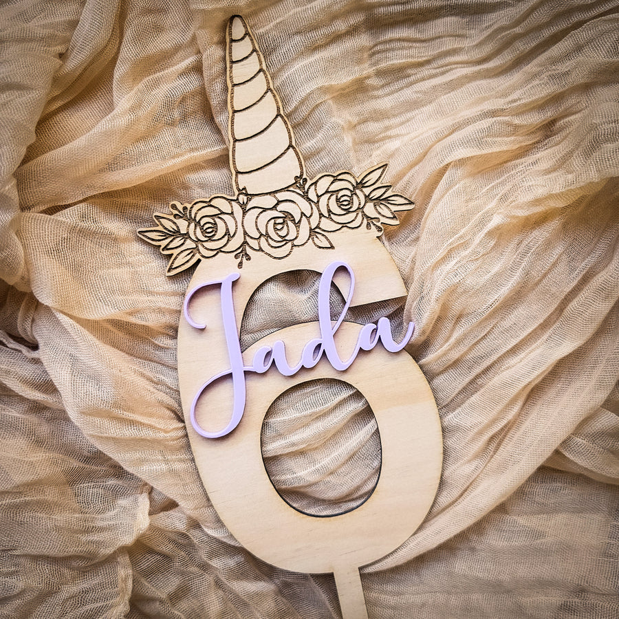 Name and Number Unicorn Topper