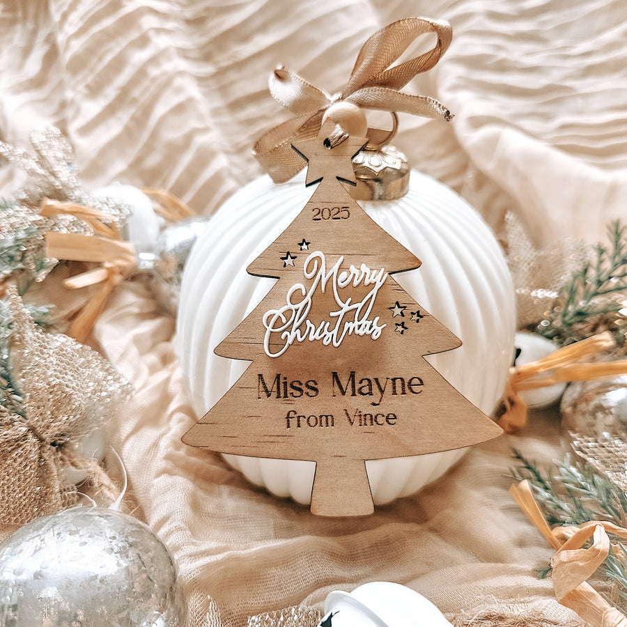 Personalised Christmas Bauble Candle with Keepsake Ornament Tag