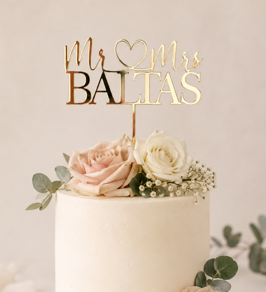 Mr ❤️ Mrs Wedding Cake Topper