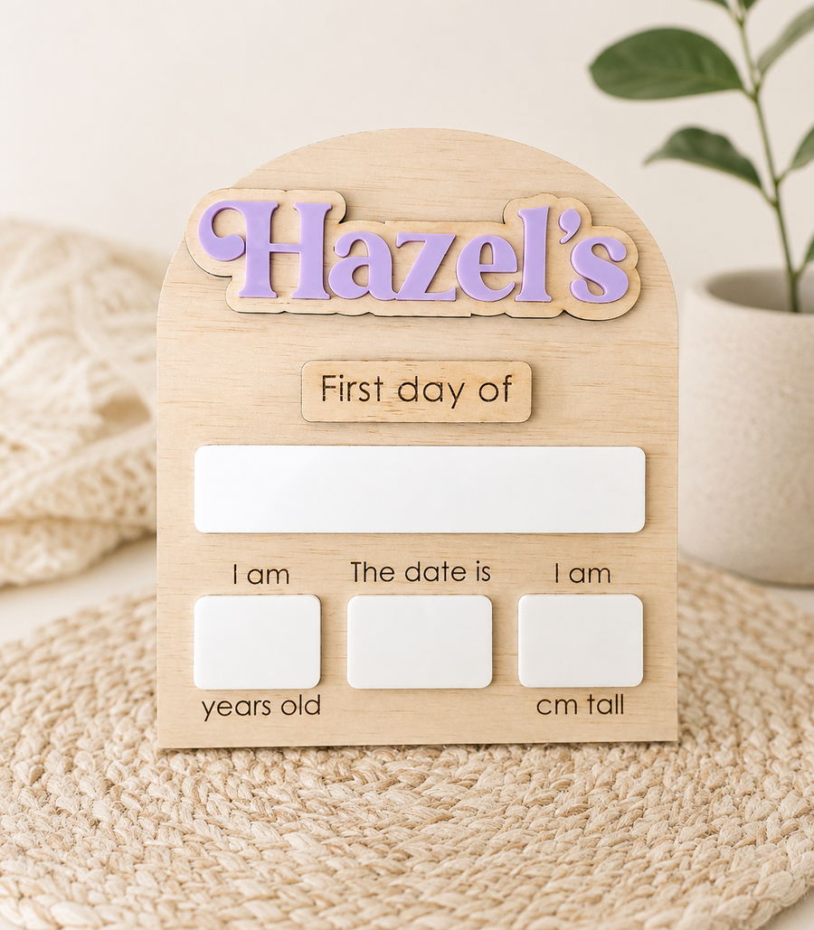 Personalised Mini Interchangeable First and Last Day board
