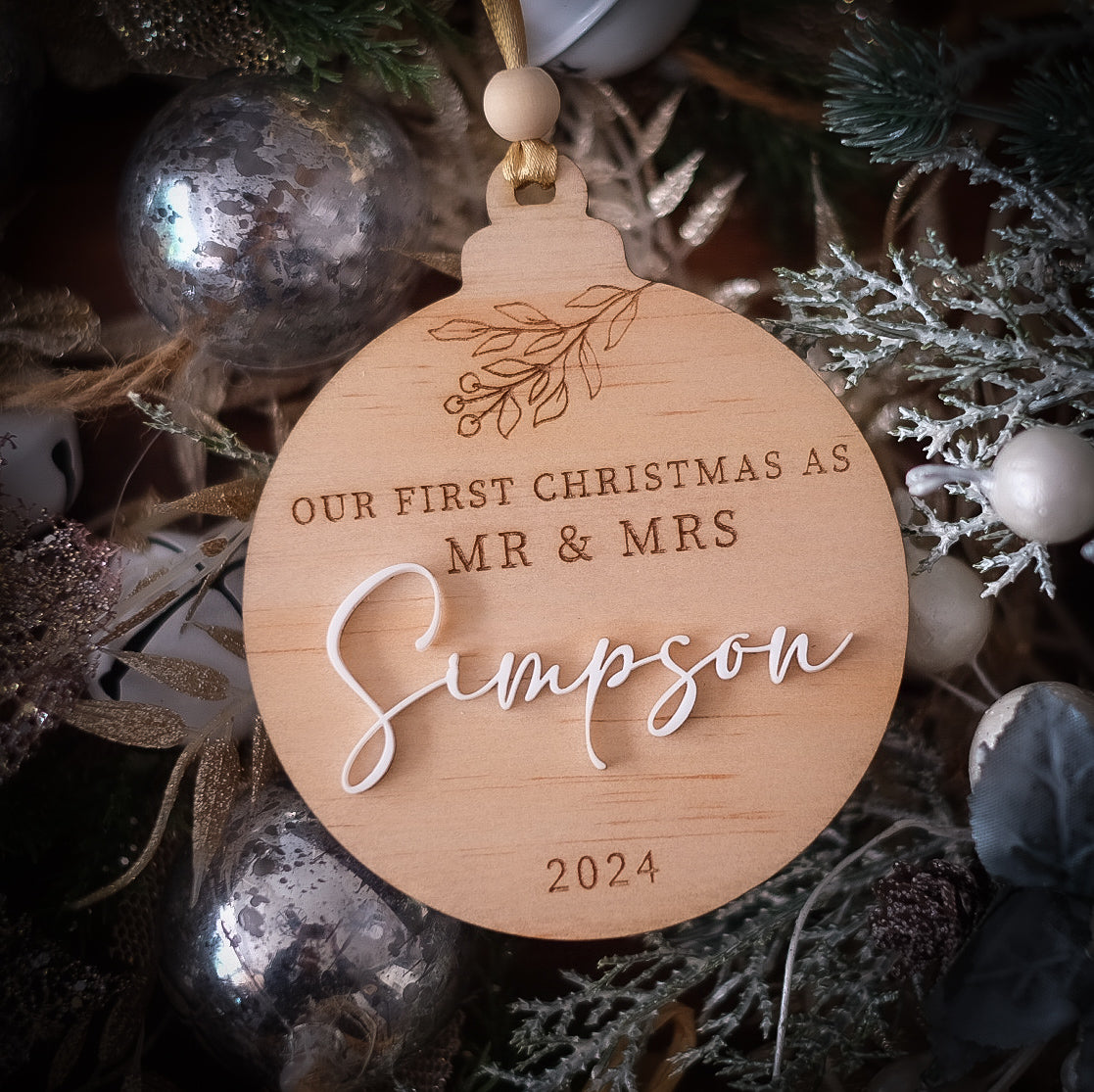 Personalised Newly Weds Christmas Ornament