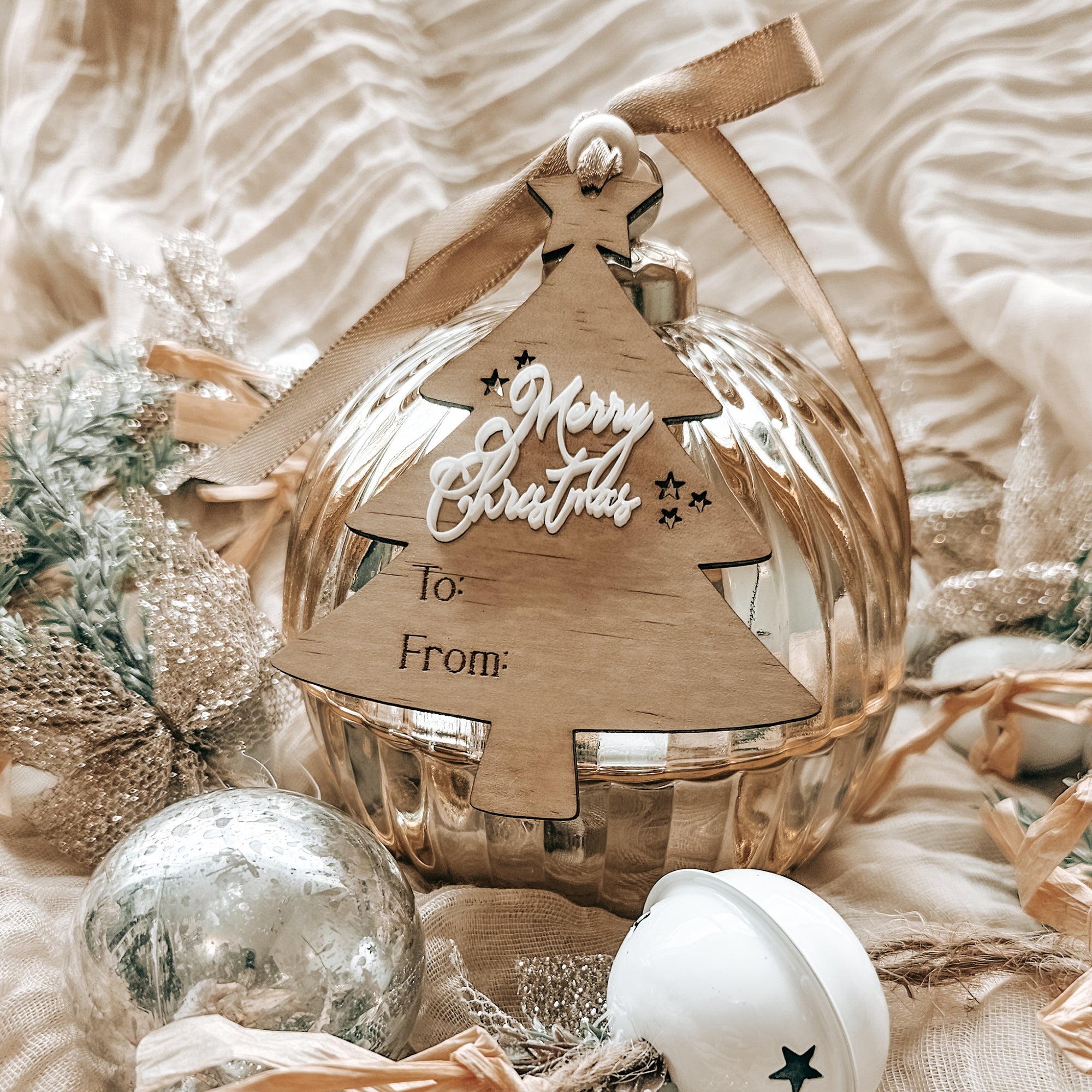 Personalised Christmas Bauble Candle with Keepsake Ornament Tag
