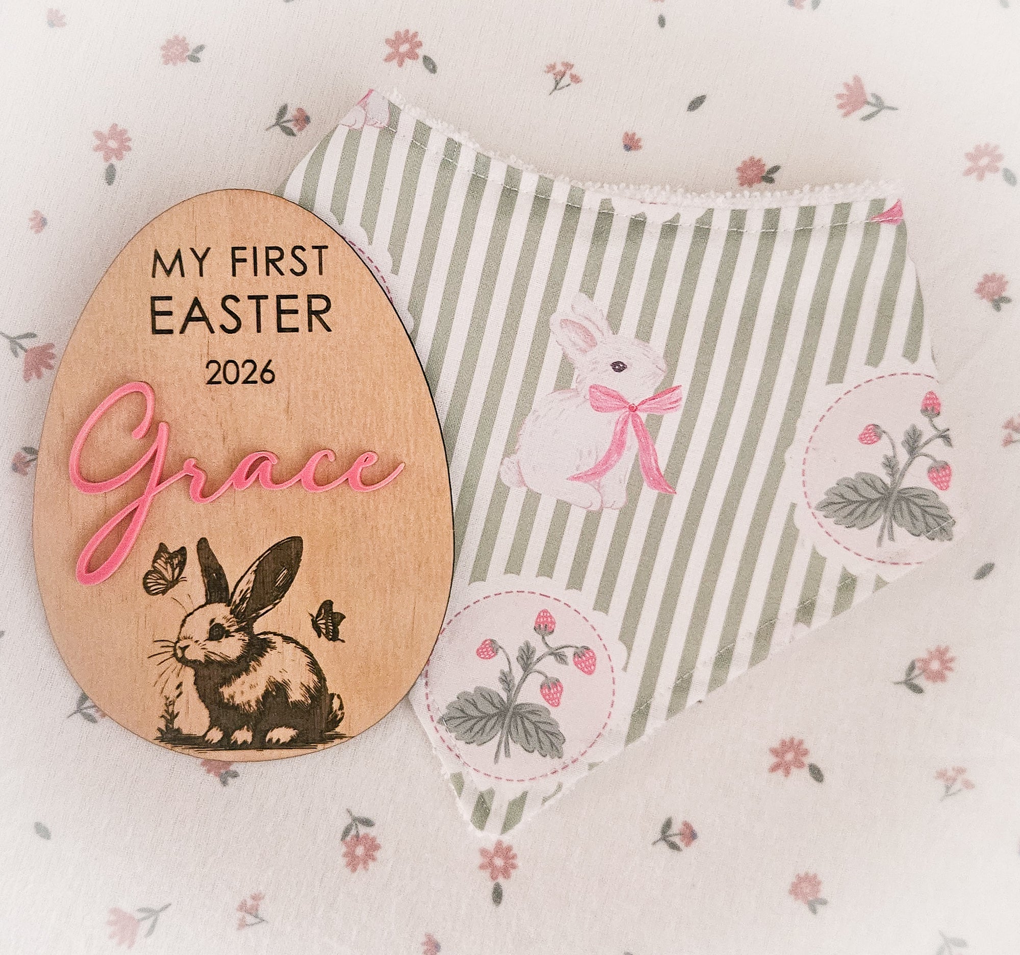 Personalised My First Easter Plaque and Bib Set