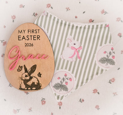 Personalised My First Easter Plaque and Bib Set