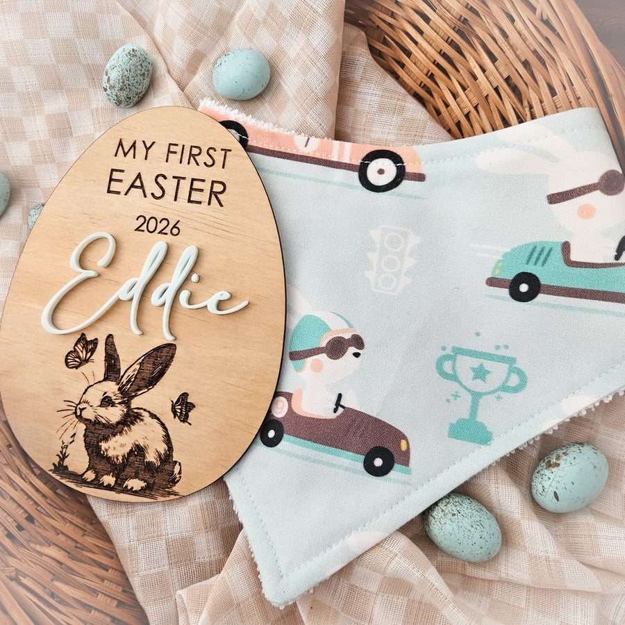Personalised My First Easter Plaque and Bib Set