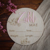 Copy of Baby Name Announcement Plaque Birth Details Flowers