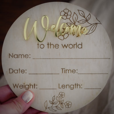 Welcome to the World Announcement Plaque Birth Details