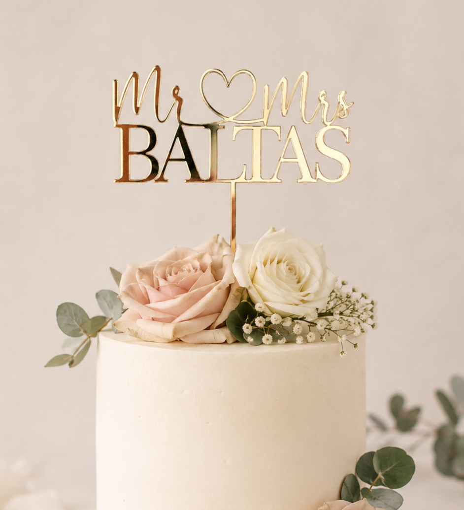 Mr ❤️  Mrs Wedding Cake Topper