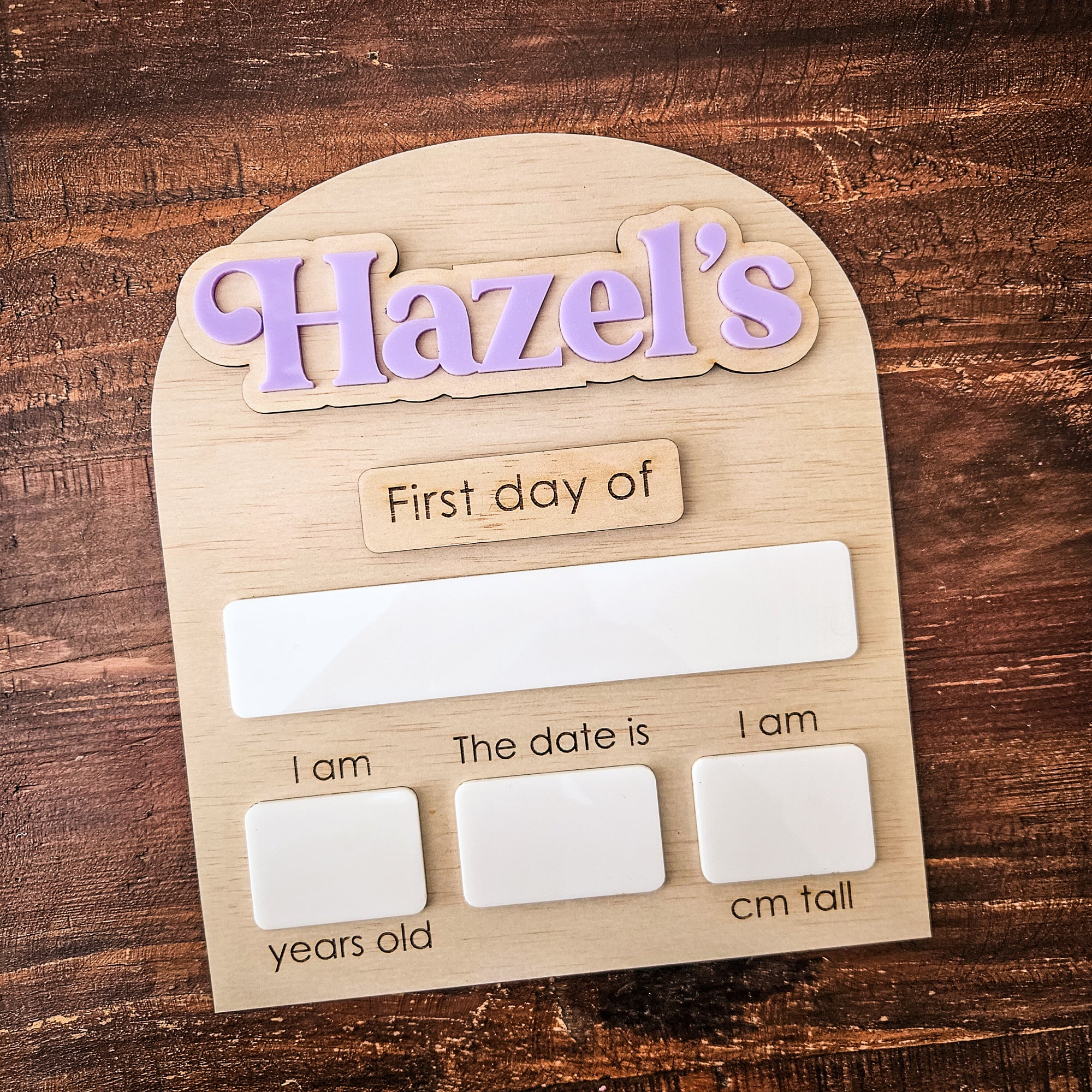 Personalised Mini Interchangeable First and Last Day board