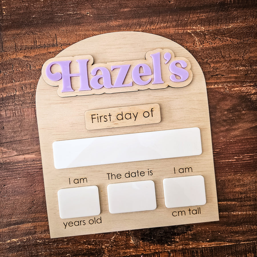 Personalised Mini Interchangeable First and Last Day board