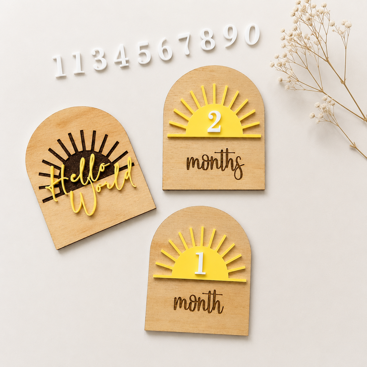 Interchangeable Baby Milestone Plaques - Sunshine