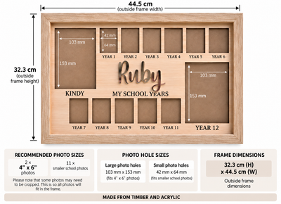 Personalised School Years Photo Frame Larger Size