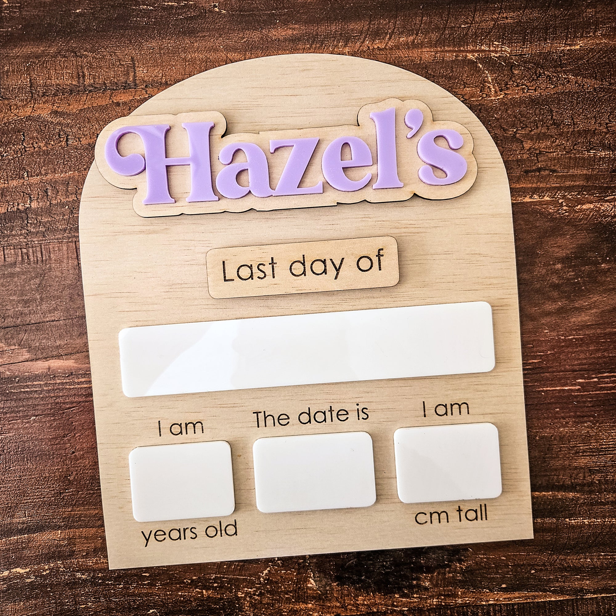 Personalised Mini Interchangeable First and Last Day board
