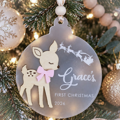 Personalised Reindeer First Christmas Ornament